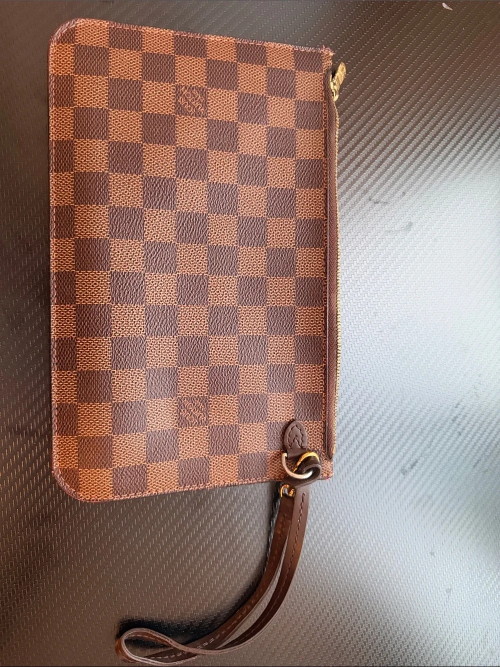 Louis Vuitton Damier Ebene Wristlet Clutch Pochette w/ Strap - Picture 2 of 6